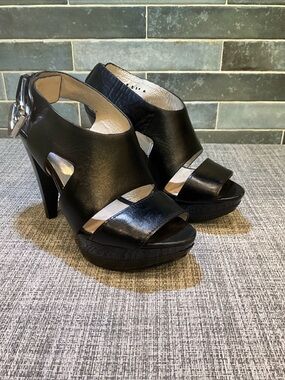 Michael Kors Black Cutout Leather Platform Heels